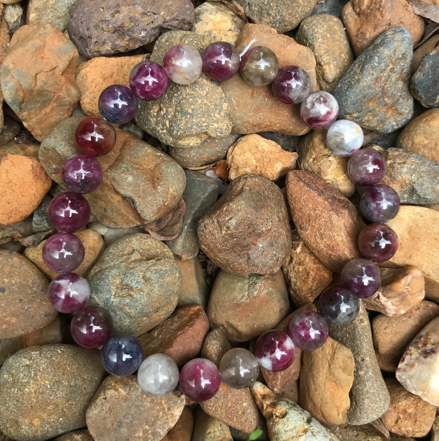 Bracelet - Pink Tourmaline Rubellite - 6mm round stone