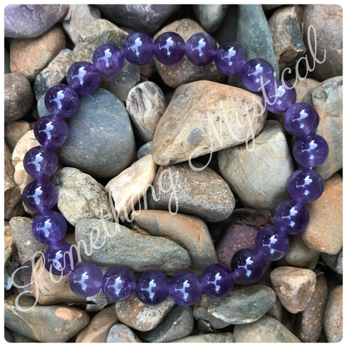 Bracelet - Amethyst - 7mm round stone