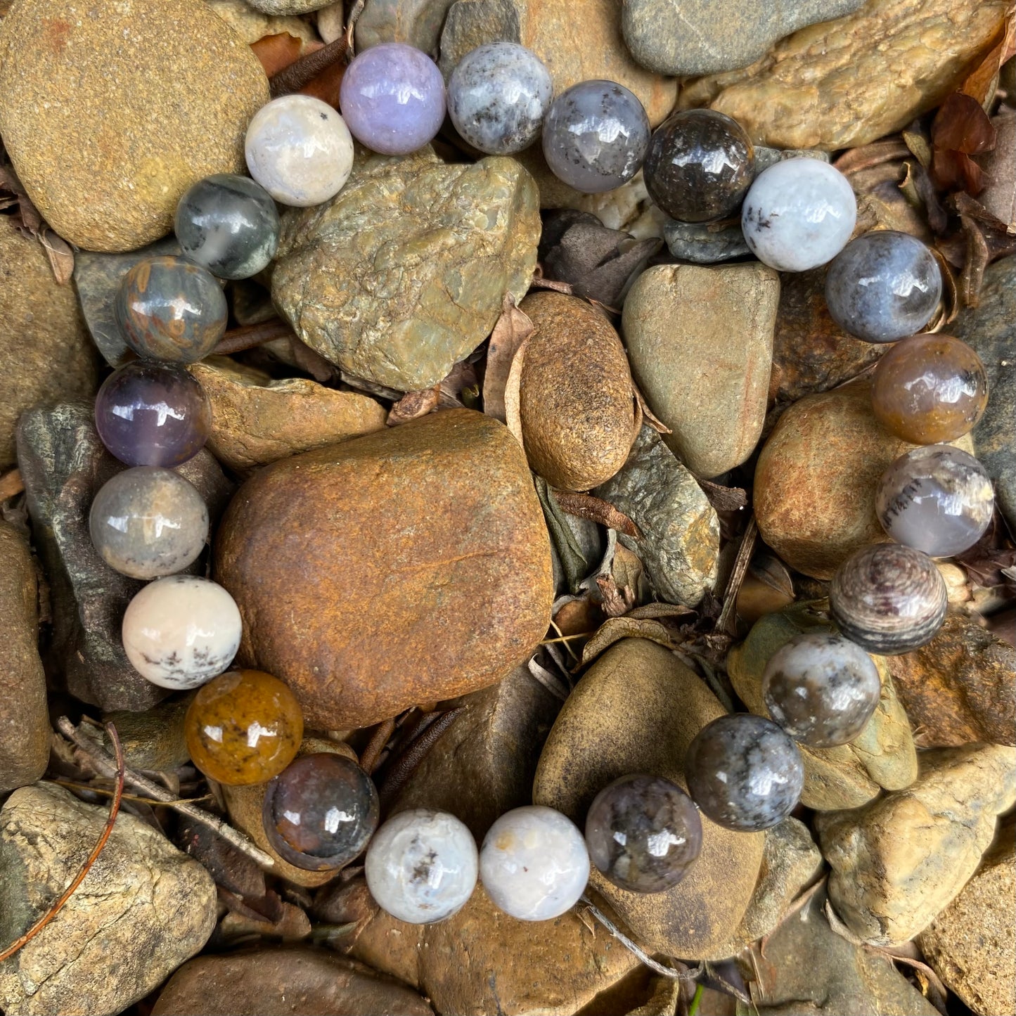 Bracelet - Merlinite (Dendritic Opal) - Earth tones