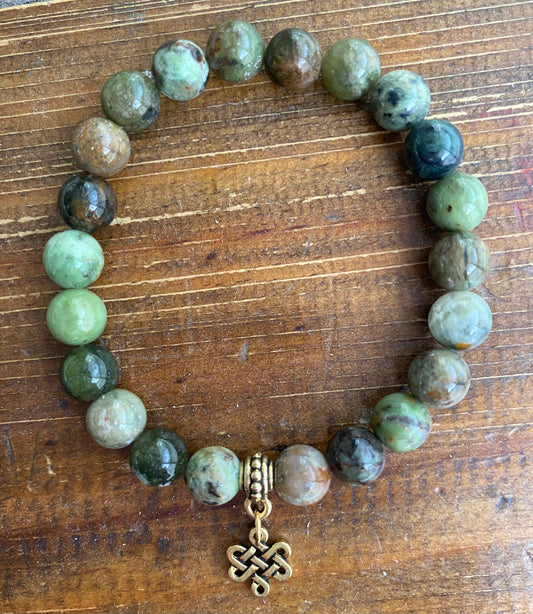 Bracelet - Green Opal with charm