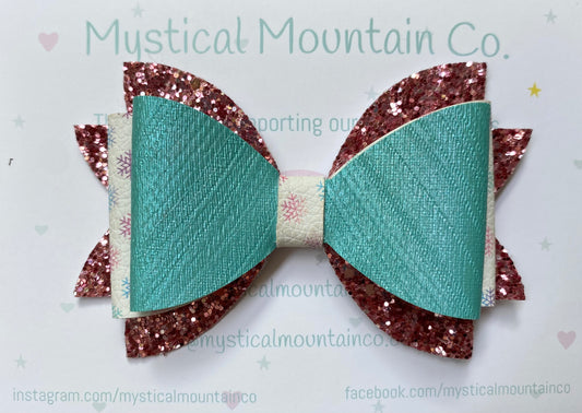 Bow (triple layer) - Snow Flake Aqua