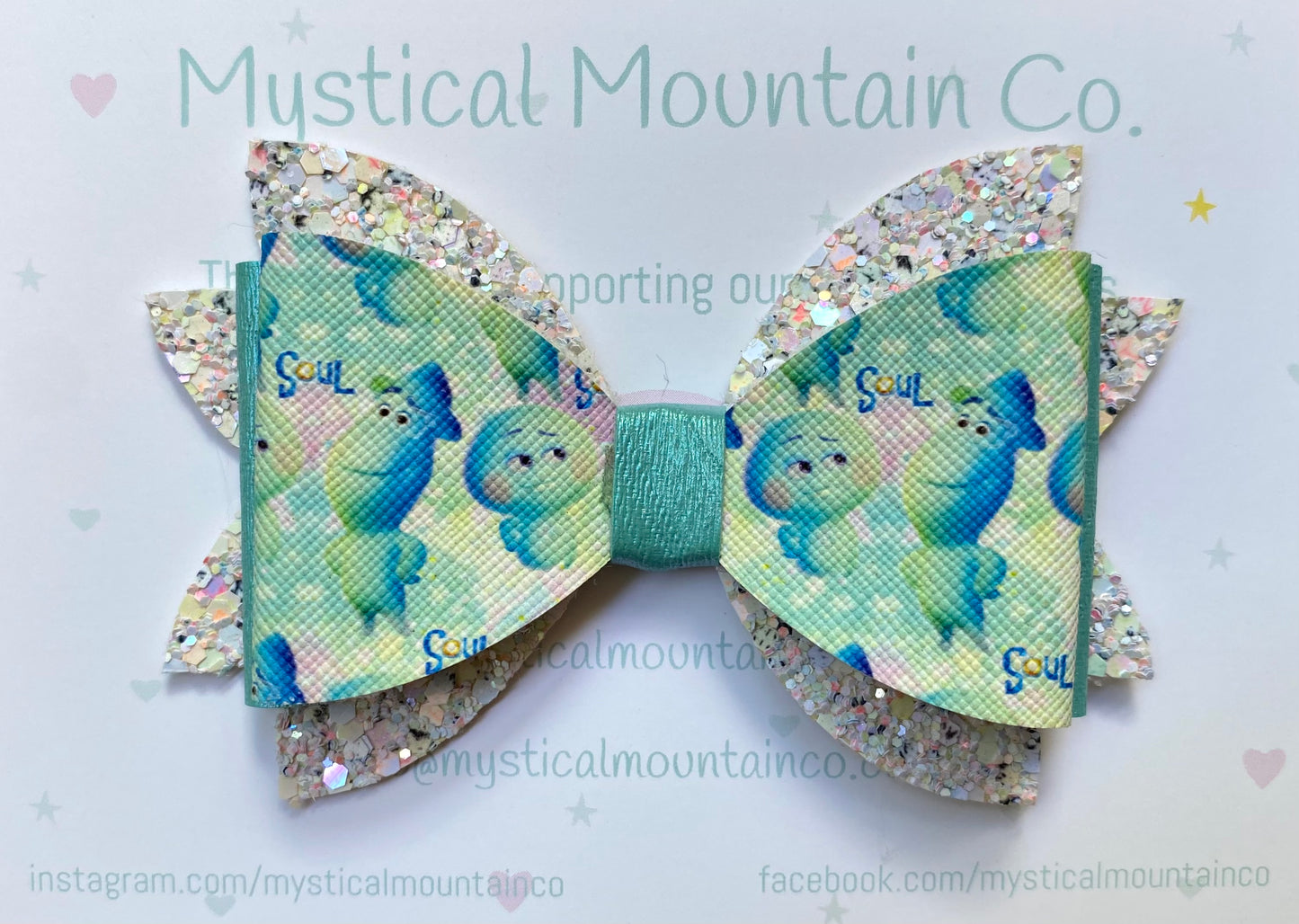 Bow (triple layer) - Soul white glitter