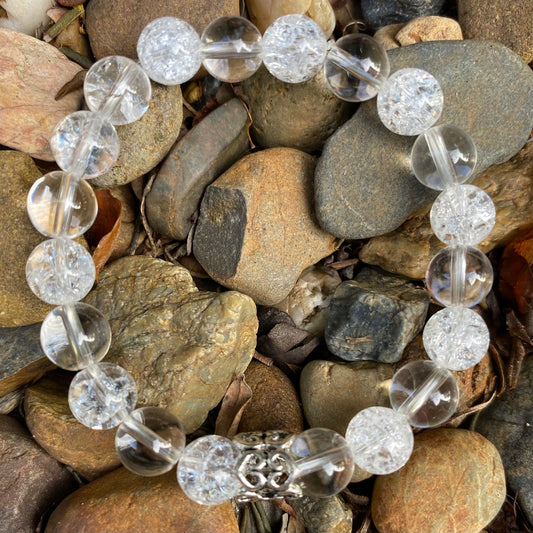 Bracelet - Clear Quartz / Crackled Clear Quartz - 8mm round stone