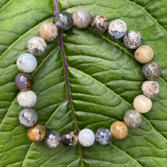 Bracelet - Merlinite (Dendritic Opal) - Earthy tones