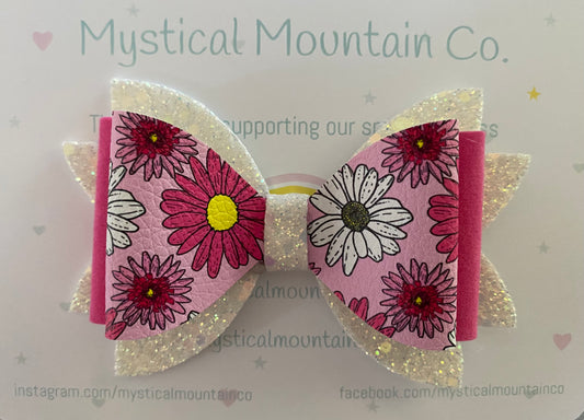 Bow (triple layer) - Floral Dark Pink