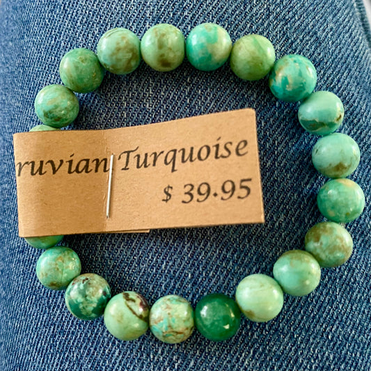 Bracelet - Peruvian Turquoise - 8mm round stone