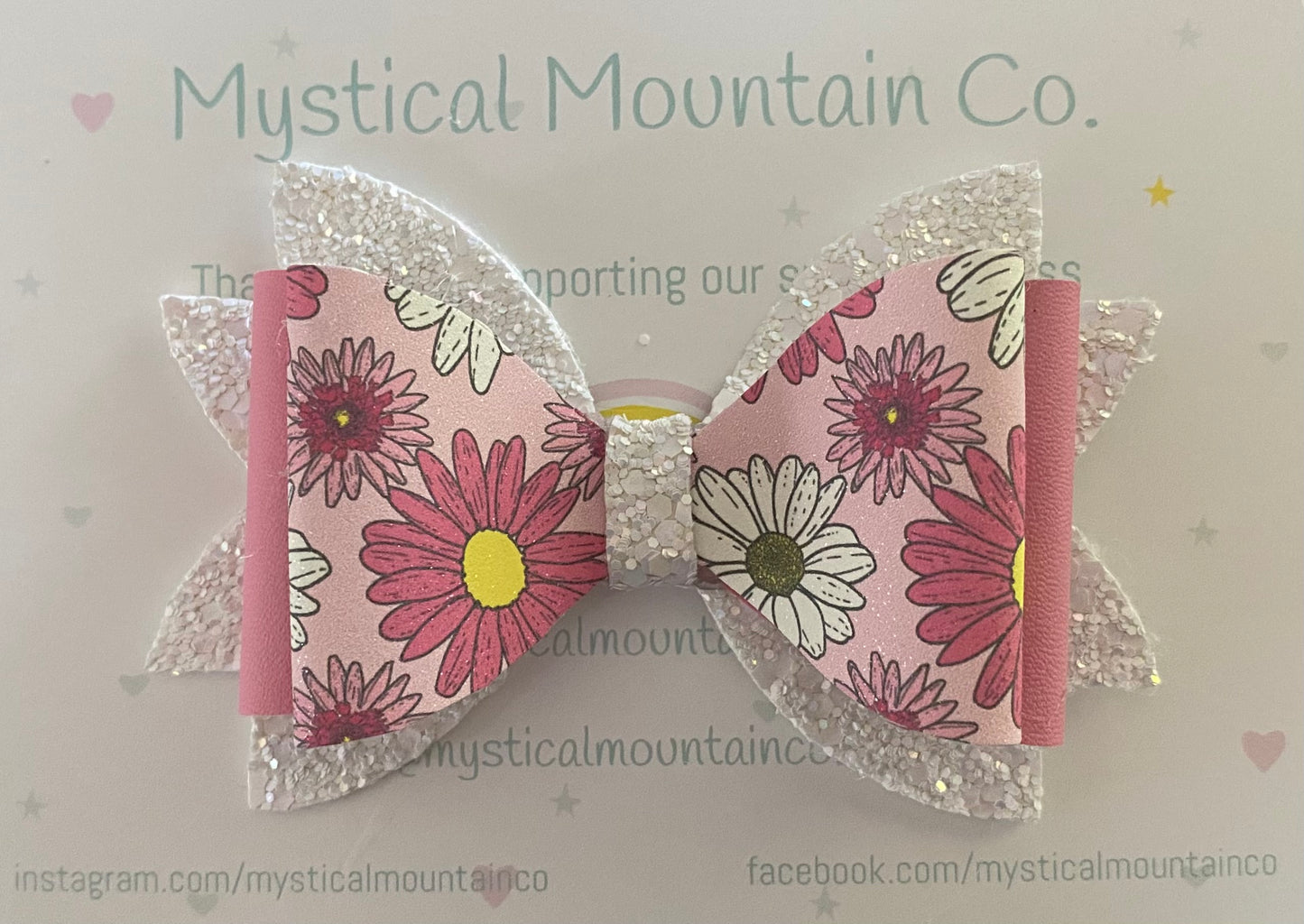 Bow (triple layer) - Floral Light Pink