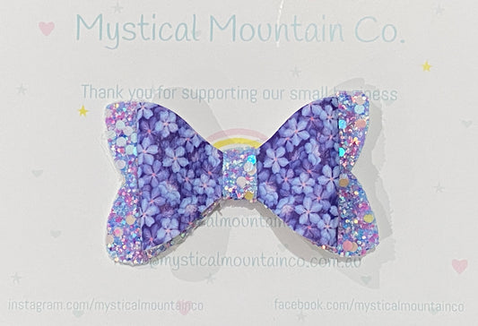 Bow (double layer) - Blue/Purple Flowers