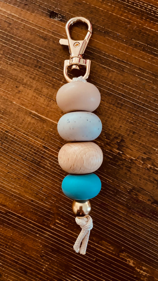 Key Ring - Beige / Grey Fleck / Wood / Teal