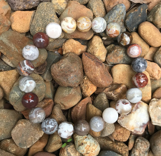 Bracelet - Laguna Lace Agate - 8mm round stone