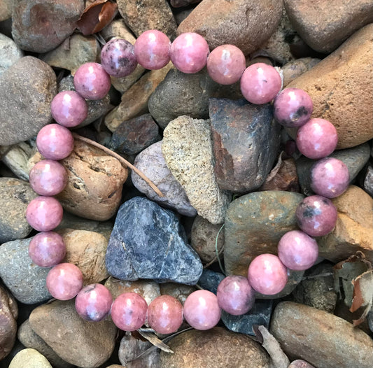 Bracelet - Pink Rhodonite - 8mm round stone