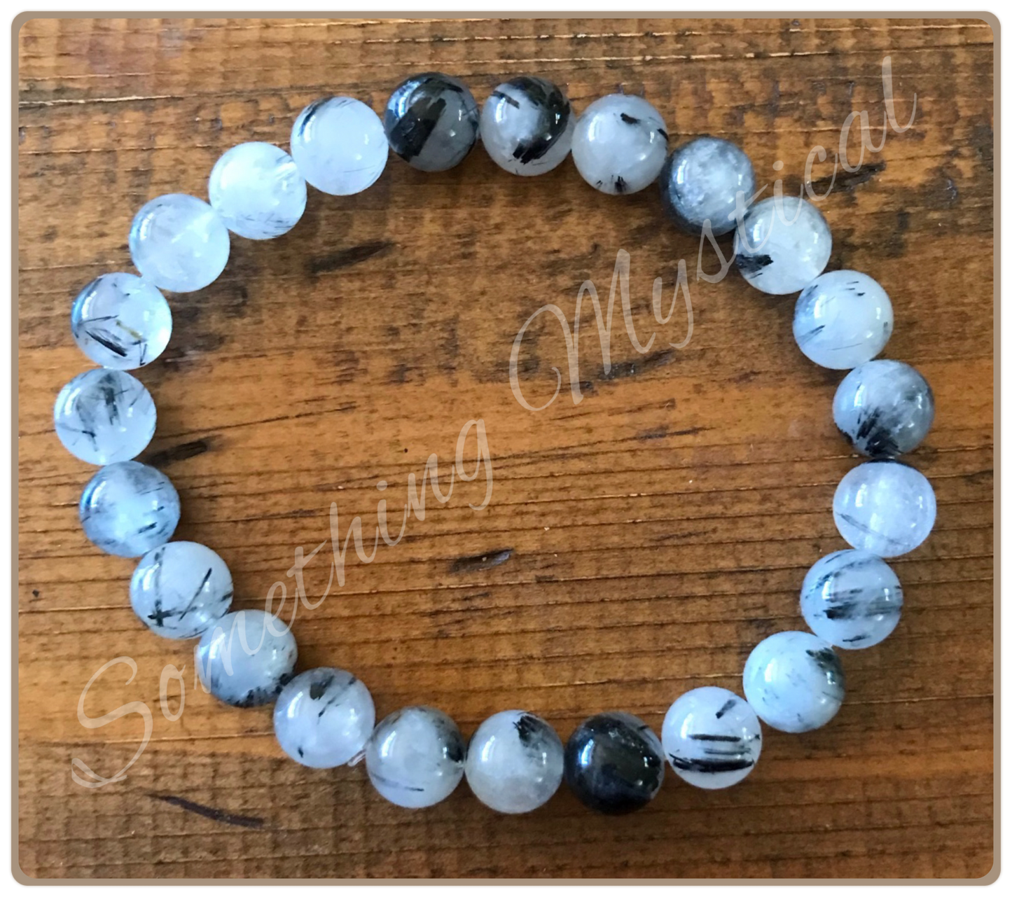 Bracelet - Black Rutilated Quartz - 8mm round stone